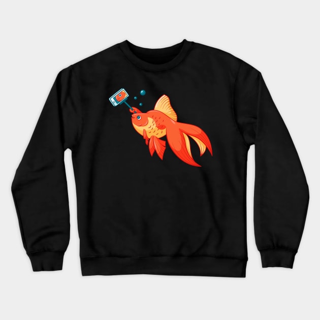 Funny Fish Taking Selfie - Selfie Lover Crewneck Sweatshirt by Artistic muss